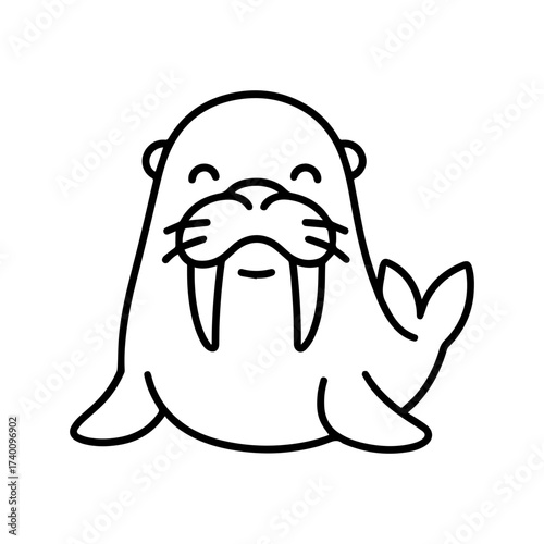 outline happy walrus on a white background
Vector line icon animal character emotion, including joy and sadness