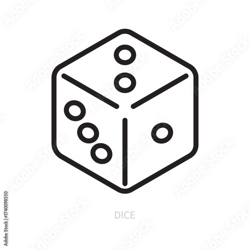 Dice line icon, symbol. Casino, poker, gambling game concept. Isolated on a white background. Flat design. Editable stroke. Vector illustration.