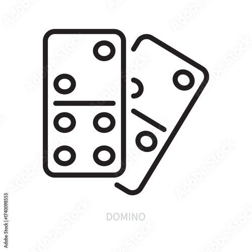 Domino line icon, symbol. Casino, poker, gambling game concept. Isolated on a white background. Flat design. Editable stroke. Vector illustration.