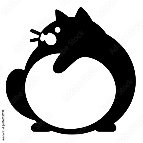 Fat cat character silhouette