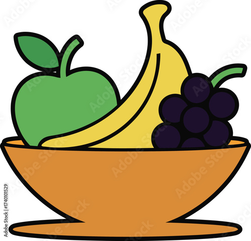Vector art of bowl of fresh fruits, a healthy and colorful treat