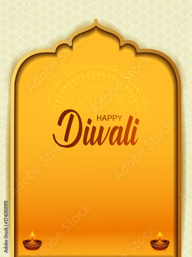 vector illustration of decorated diya for Happy Diwali holiday Hindu festival of India background