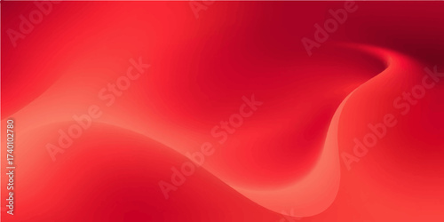 Soft flowing red silk fabric texture with hearts, creating an abstract wave pattern backdrop