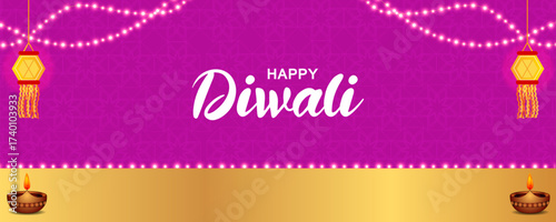 vector illustration of decorated diya for Happy Diwali holiday Hindu festival of India background