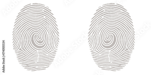 Black vector illustration of a unique fingerprint on a white background for identity and forensic identification