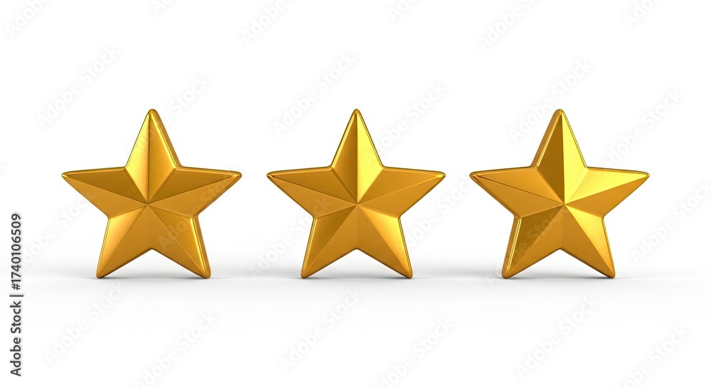 Obraz premium Three Golden Stars On A White Background