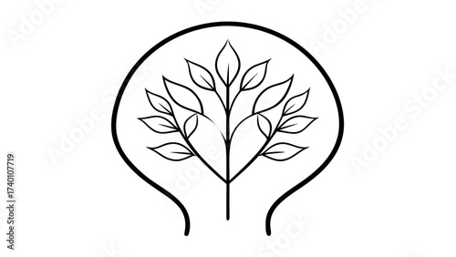 Minimalist line art tree growing inside human silhouette