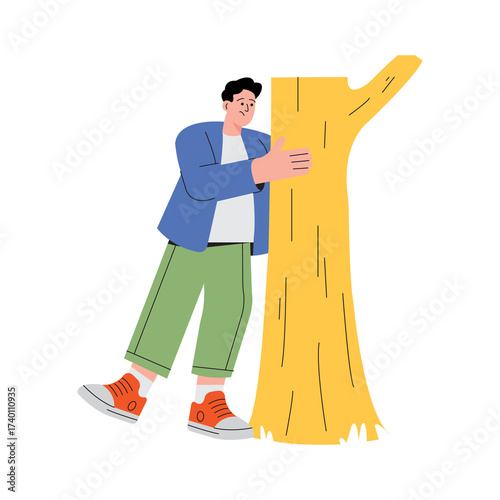 Deforestation Hug PNG file on transparent background.