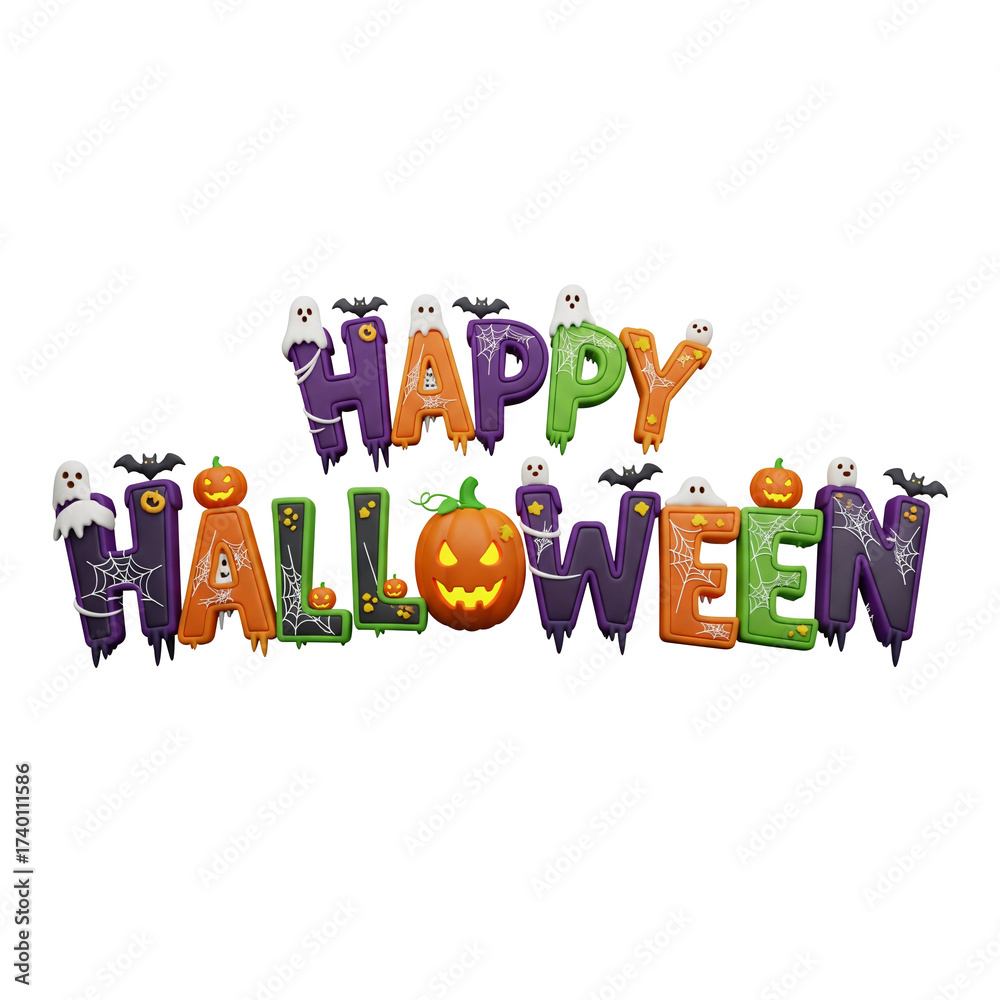 Fototapeta premium 3D Rendered Happy Halloween Typography