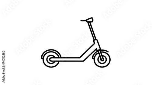 Minimalist electric scooter line art with logo