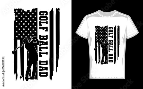 Patriotic dad golf silhouette with american usa flag elements perfect for father s day and sports enthusiasts