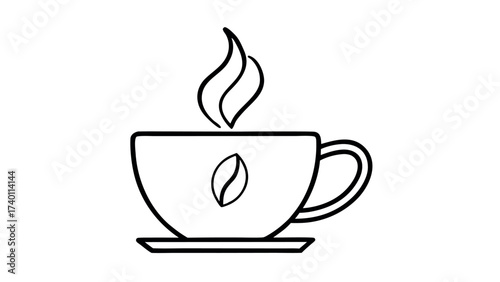 Minimalist line art reusable coffee cup design