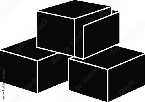 Concrete blocks silhouette vector art illustration