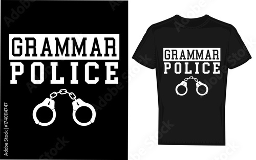 Grammar police silhouette officer correcting spelling and punctuation with authority and precision vector art