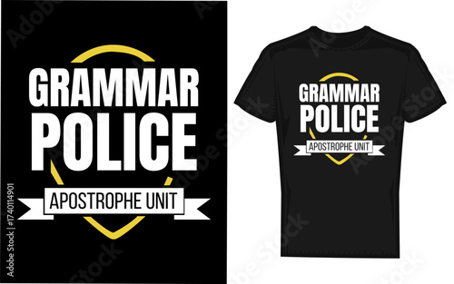 Grammar police badge silhouette for teachers and educators promoting correct language usage and punctuation enforcement ideal for educational campaigns and humorous t shirts silhouette