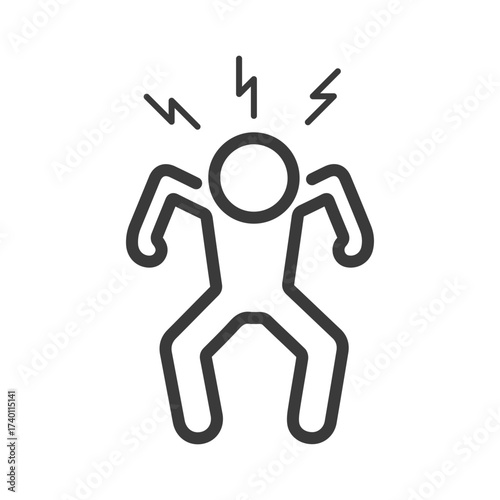 angry furious man screaming clip art icon symbol, emotional stress, psychological problems, negative emotion, isolated thin line vector illustration