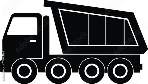 Dump truck silhouette vector art illustration