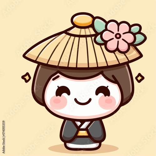 vector illustration of Cute Japanese Cartoon Character 
