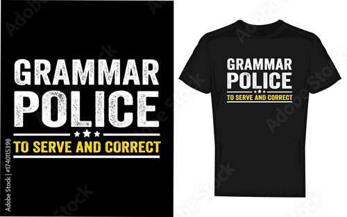 Grammar police to serve and correct funny costume idea silhouette isolated on transparent background