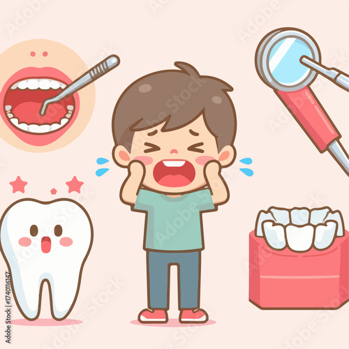 vector illustration cartoon of a someone cavities