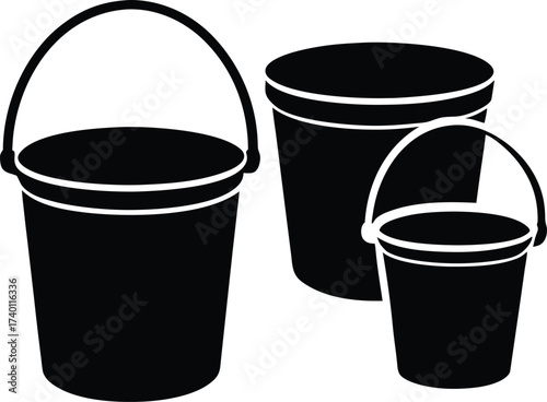 Paint buckets silhouette vector art illustration
