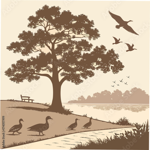 A vector silhouette illustration of burned Paper Duck Silhouettes