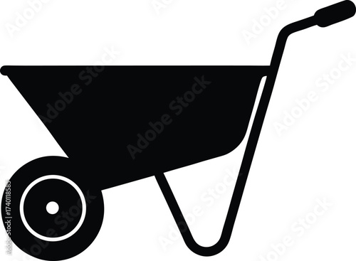 Wheelbarrow silhouette vector art illustration