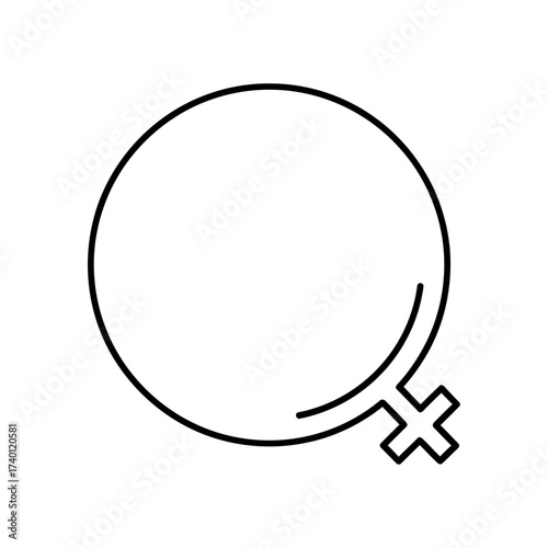 Abstract minimalist line art representing the female symbol, a symbol of gender, women's rights, and feminine power, celebrating equality and empowerment