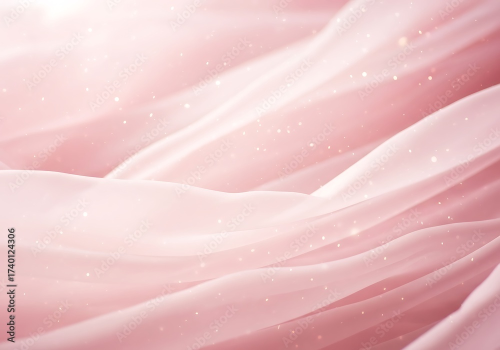 Fototapeta premium Soft Pink Fabric Waves with Glittering Particles flowing