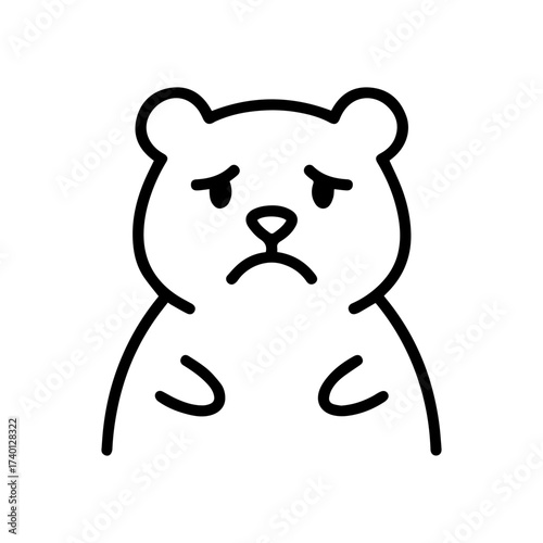 outline sad bear on a white background
Vector line icon animal character emotion, including joy and sadness