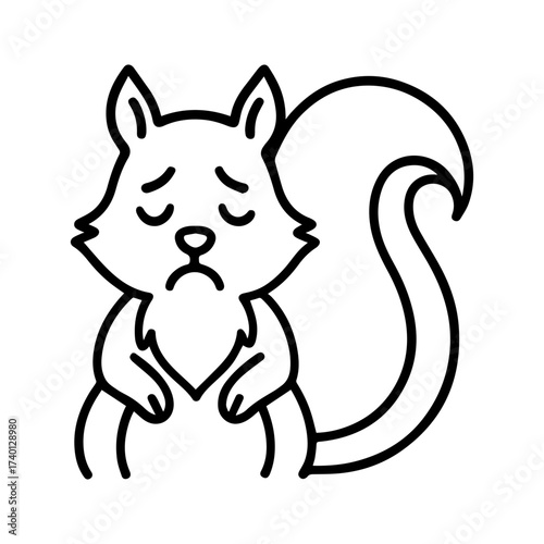 outline sad squirrel on a white background
Vector line icon animal character emotion, including joy and sadness