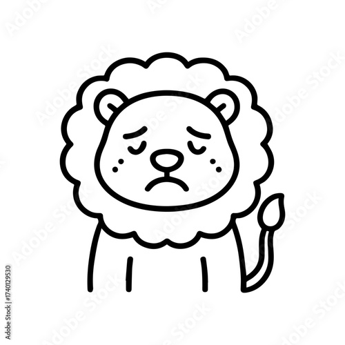 outline sad lion on a white background
Vector line icon animal character emotion, including joy and sadness