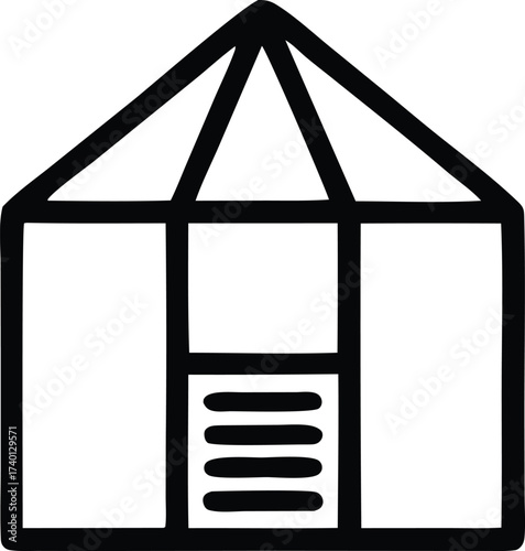 Simple greenhouse structure icon outdoor gardening building shelter for plants growing protection agricultural space icon