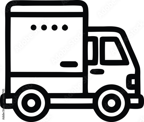 Simple line art icon of a delivery truck ready for shipping and logistics operations transportation services