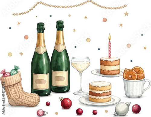 Festive winter celebration with sweets decorations