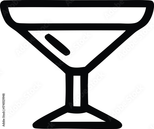 Stylized martini glass icon simple outline design for cocktails and beverages party drinks