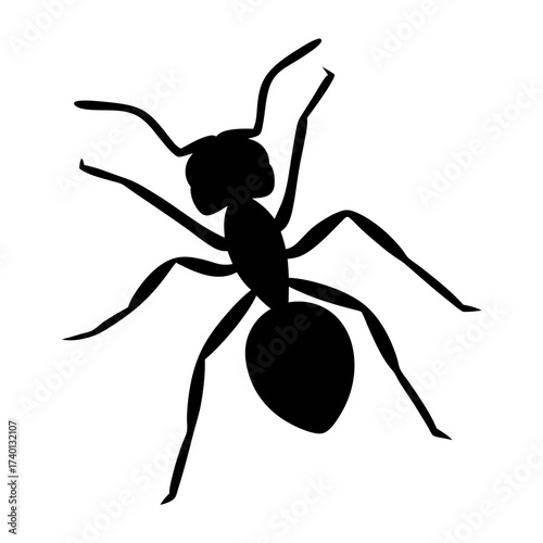 Find black ant silhouette vector graphic illustration for pest control and nature designs use in projects