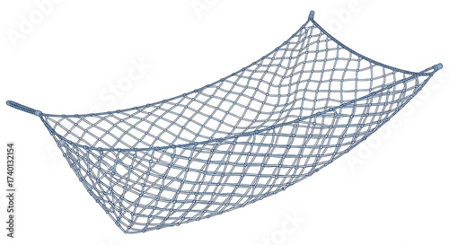 Empty woven net hammock swaying gently, offering a serene escape for ultimate outdoor relaxation and summer leisure on a peaceful day, perfect for unwinding in comfort