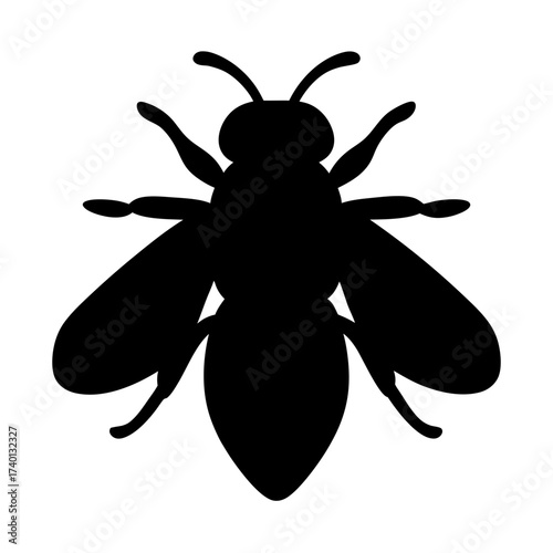 Black bee silhouette vector graphic for beekeeping honey production and pollination projects design element