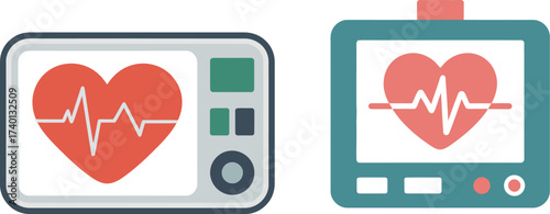 Heart Rate Monitor EKG Machine Flat Illustration