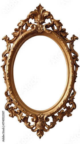 Ornate Gold Oval Frame with Rococo Scrollwork gold frame