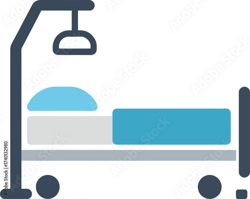  Hospital Bed Gurney with IV Drip Pole Illustration