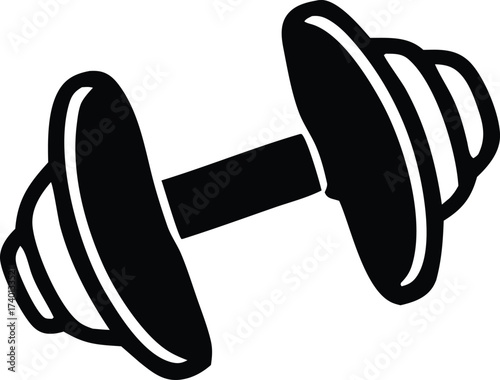 Simple silhouette of a dumbbell symbolizing strength fitness exercise and weightlifting for health and wellness journeys