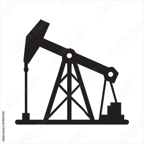 pumpjack icon vector silhouette on transparent background
