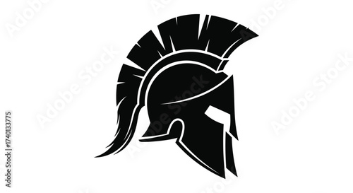 Black spartan helmet illustration on a white background design