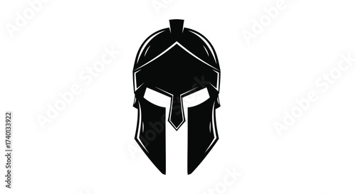 Black spartan helmet illustration on a white background design