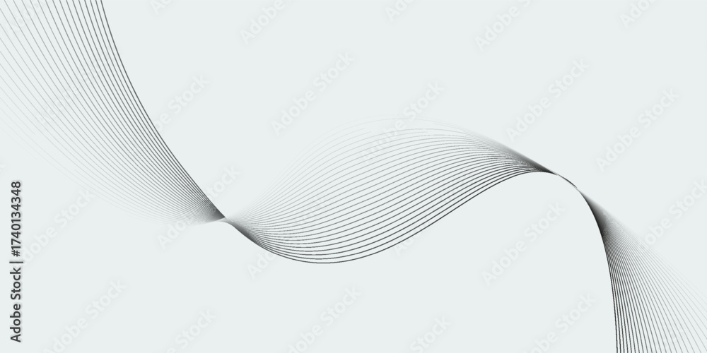 Fototapeta premium Abstract wave element for design. Digital frequency track equalizer. Stylized line art background. Vector illustration. Wave with lines created using blend tool. Curved wavy line, smooth stripe.