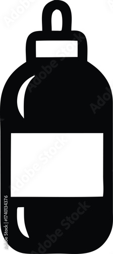Simple graphic icon representing a bottle with a cap and a label area perfect for various design needs