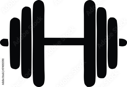 Simple silhouette icon of a dumbbell for fitness and weightlifting themes