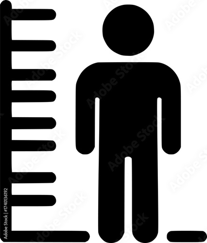 Man and height chart. Growth Chart Ruler sign, symbol, vector, art